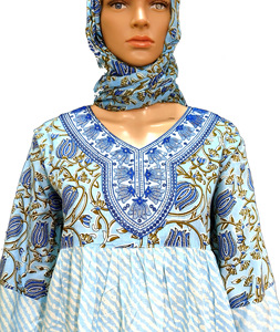 Modern Designed Moroccan Style Cotton Printed Maxi <b>Kaftan</b> Customized XXL <b>Size</b> Night Gown for Women <b>Plus</b> <b>Size</b> Features Dress - Product Image 1