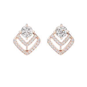 Boucles d'oreilles en diamant de laboratoire 3.412 CT VVS-VS EF, taille brillant rond, en or 18 carats, 14 carats, 10 carats et argent 925, Moissanite, Rose - Product Image 2