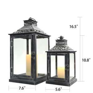 Ensemble de deux lanternes de table en métal, best-seller 2023, vente en gros pour la décoration de la maison, hôtel, restaurant, mariage, bureau, fabriqué en Inde - Product Image 5