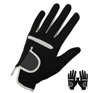 Best Selling Premium Cabretta Genuine <b>Leather</b> Golf <b>Gloves</b> <b>Black</b> Microfiber Right Handed Hook and Loop Closure for <b>Men</b> Women 2026 - Product Image 5