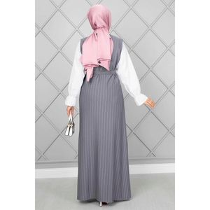 Cuello Rayas Hijab Chaleco Conjunto Gris - Product Image 2