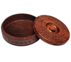 Boîte ronde en bois pour chapati pour la maison, l'hôtel, le restaurant, conteneur à chapati, boîte à succès, meilleure qualité en provenance d'Inde - Product Image 1