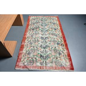 Classic <b>Red</b> Wool Kilim Rug 3.7 X 6.6 ft Traditional Turkish Large Area Rectangle Hallway Pattern 10mm Thickness <b>Latex</b> Room Rug - Product Image 1