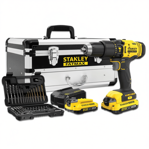 Kit de Taladro Percutor Stanley de 18V con 2 Baterías de 2Ah, Cargador de 2A, 50 Brocas, Caja y Estuche Metálico - Product Image 2