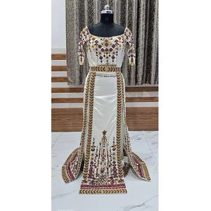 Caftan royal marocain brodé à la main Robe de luxe de qualité supérieure avec tour de taille naturel en pierre pour les mariages et les fêtes en Inde - Product Image 1