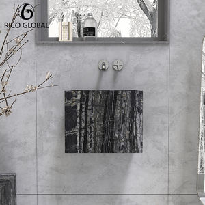 Lavabo de Pared de Mármol Lunar Elegante y Personalizable, Accesorio de Baño Estilo Granja con Toallero Integrado, Diseño Natural Atemporal - Product Image 4