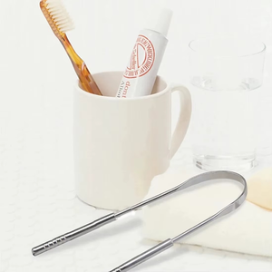 Raspador de Lengua de Doble Cara en Forma de U con Hoja Curva de Acero Inoxidable, Mango de Plástico, Logotipo Personalizado, Reutilizable - Product Image 4