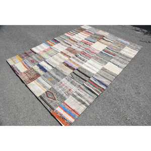 พรมตุรกีขนาด 5.5x7.4 ฟุต พรมวินเทจขนาดใหญ่ พรมสีเบจไล่เฉด - Product Image 2