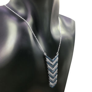 Collier pendentif en argent sterling 1.02 ct avec diamant taille ronde bleu naturel - Product Image 3