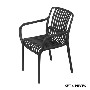 SET 4 Sedie da Pranzo Impilabili in Plastica Contemporanee per Arredamento Casa 56.5x55x82cm Uso Esterno - Product Image 1