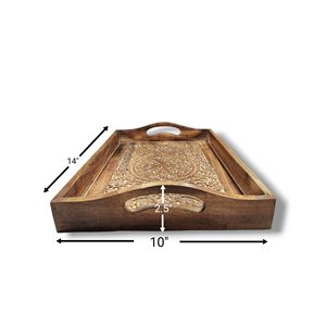 2024 gros personnalisé café Table à thé plateau de service plateau en bois grand plateau de service écologique Rectangle poli bois d'acacia - Product Image 2