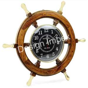 Desktop Decorative Nautical Ship <b>Wheel</b> Luxury Clock Office Decor <b>Table</b> Desk Display Nautical Ship <b>Wheel</b> Clock Stand Home Decor - Product Image 4