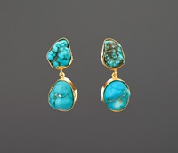 Ensemble de bijoux de fiançailles chrétiens classiques faits à la main en argent sterling 925, avec collier chaîne en pierre turquoise brute de grande taille