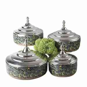 Casserole ronde élégante en acier inoxydable et noir Servant en verre durable pour toutes les occasions Style design classique - Product Image 3