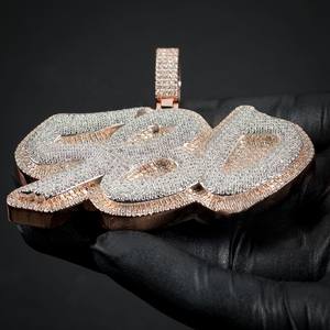 Pendentif Hip Hop en argent sterling 925 plaqué or jaune 14 carats personnalisé Moissanite VVS pendentif en diamant glacé taille brillant pour hommes - Product Image 4