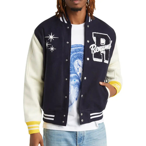 Chaqueta de béisbol universitaria con bordado de chenilla y cuello levantado para hombre de alta calidad, abrigo largo de invierno con logotipo impreso personalizado, venta al por mayor nuevo - Product Image 1