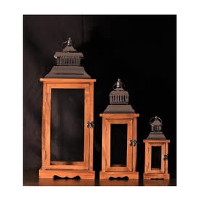 Linterna de vela de madera Encalada con marco abierto, linterna colgante de granja rústica para decoración de hogar o eventos - Product Image 2