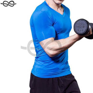 Camiseta Deportiva de Compresión para Hombre, Cuello en V, Manga Corta, Alto Rendimiento, para Fitness, Gimnasio, Running, Tejido Transpirable - Product Image 4