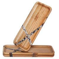 Grand ensemble de plateaux de service jetables en mélamine avec poignées métalliques, design moderne, forme ovale, 5 à 10 pièces, pour mariages et fêtes