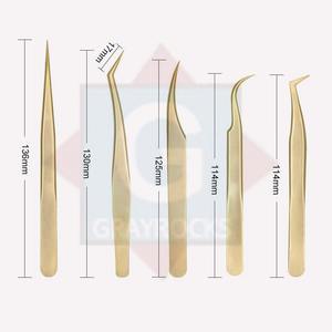 Pince à cils personnalisée de meilleure qualité pour extensions de cils Instruments de beauté en acier inoxydable de couleur dorée - Product Image 4