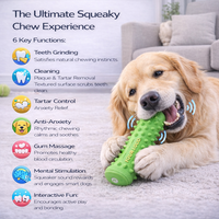 Jouet pour chien en caoutchouc durable texturé, résistant aux morsures, couineur, pour l'entraînement sonore et la stimulation dentaire