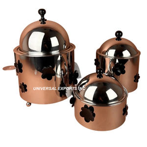 Juego de dos ollas de metal, última nueva colección, calentador de alimentos de diseñador, cazuela de metal de forma redonda para Hotel - Product Image 5