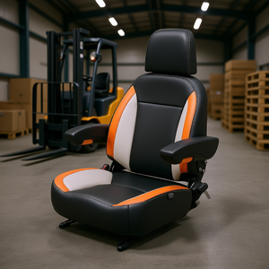 New Adjustable <b>Forklift</b> Seat With Armrest Headrest Seatbelt For Tractor Mower Farm Use - Product Image 3