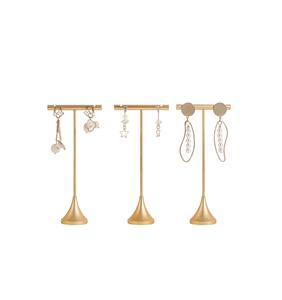 Soporte en T para joyería, organizador de anillos de ojo, soporte de Metal con contenedor de joyería chapado en oro - Product Image 1