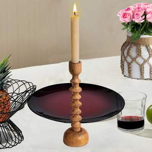 Wooden Candle Holder for Taper Candles, Natural Mango Wood Vintage Style 18cm <b>Tall</b> Candle Stand for Fireplace Dining <b>Table</b> , - Product Image 1