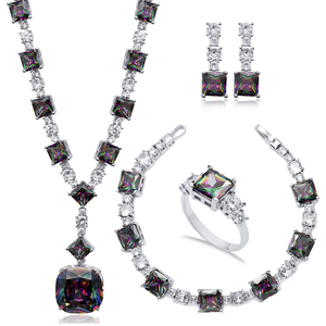Mystic Topaz CZ piedra brillante piedra plata tenis pulsera venta al por mayor hecho a mano 925 joyería de plata esterlina - Product Image 2