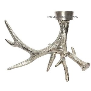 Porte-bougie en forme de bois de cerf, en aluminium plaqué argent, style nordique contemporain, luxe, caractéristique durable - Product Image 5