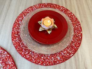 Luxury Silver <b>Gold</b> Beaded Eco-Friendly Handmade Table Mat <b>Charger</b> <b>Plate</b> Embroidered Centerpiece Wedding Home Use Custom - Product Image 6