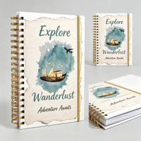 Carnet de voyage spirale avec estampage doré, carnet de voyage personnalisé imprimé en aquarelle pour la planification de vos voyages