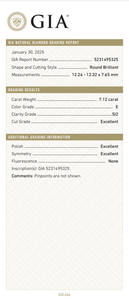 เพชรกลมสีขาวธรรมชาติ B2B 7.12กะรัตเพชรเม็ดอัญมณีทรงหลวมมีสี SI2ขัดเงาชัดเจนตัดโดยได้รับการรับรอง - Product Image 3