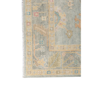 Tapis en laine noué à la main Cyanna Blue 9x12 rectangulaire, motif médaillon abstrait, idéal pour couloir, entrée, chambre à coucher Pkwl-977 - Product Image 4