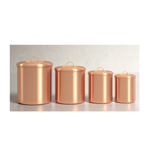 <b>SET</b> of 4 Container Hot Selling Affordable Metal Storage <b>Canister</b> Eco Friendly Handmade Storage Box Gold Color Classic Stylish - Product Image 1