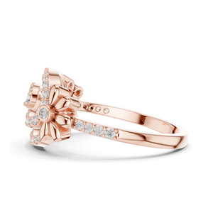 แหวนเพชรทรงดอกไม้และลายวน 0.341 กะรัต สำหรับผู้หญิง ความใส VVS-VS EF ทอง 18KT, 14KT, 10KT และเงิน 925 สีโรสโกลด์ - Product Image 6