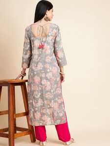 Nuevo Diseño Elegante, Kurta Larga de Algodón para Mujer, con Mangas Largas, Corte Recto, con Bordado, Ajuste Regular - Product Image 3