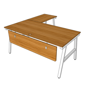 BFAB010-160x160cm Bamboo L-Shaped <b>Desk</b> with Adjustable Height <b>Foldable</b> and Feature Drawer for Home <b>Office</b> Wood Material - Product Image 1