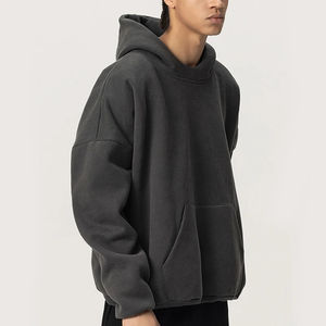Sweat à capuche épais imprimé, coupe oversize à épaules tombantes, sans cordon, avec logo personnalisé, en coton et polyester, pour homme - Product Image 3