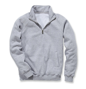 Pull pour homme Couleur gris chiné Deux poches latérales Sweat-shirts à demi-fermeture éclair Coupe ajustée Col montant Fond épais Broderie personnalisée - Product Image 6