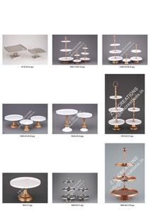 การออกแบบสไตล์นอร์ดิกเค้ก Etagere อเนกประสงค์ยืนแสดงสูง5ชั้นรอบรูปร่างแผ่นถาดวัสดุโลหะสีเงิน - Product Image 3