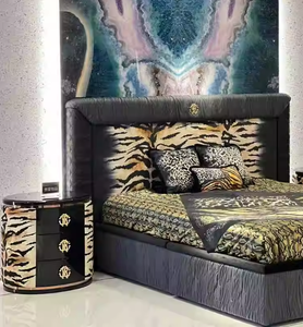 Set di Mobili per Camera da <span class=keywords><strong>Letto</strong></span> in Vera Pelle di Lusso con Stampa Leopardata, <span class=keywords><strong>Letto</strong></span> <span class=keywords><strong>Matrimoniale</strong></span> con Testiera e Struttura per Ville e Matrimoni - Product Image 4