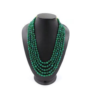 Collier de perles d'onyx vert fait à la main, 5 couches de pierres précieuses, perles de pierre naturelle Boho, collier épais - Product Image 1