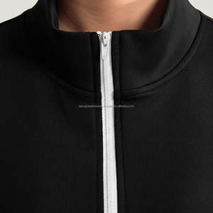 เสื้อครอปแขนกุดคอสูงสำหรับผู้หญิง แบบซิปครึ่งตัว ทรงสลิมฟิต บราในตัว แต่งขอบตัดกัน เหมาะสำหรับโยคะและออกกำลังกาย - Product Image 6