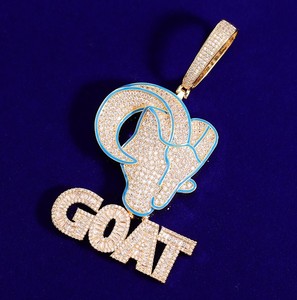 Pendentif animal personnalisé en argent Sterling 925 glacé VVS bijoux Moissanite rappeur Hip Hop diamant pendentif chèvre de luxe - Product Image 5