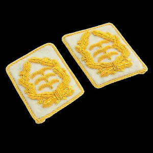 Hight Quality Gorget Collar Badge With Snap Brass Button Oem Collar Ranks Wreath in Gold or <b>Silver</b> Bullion Wire Collar Tap - Product Image 1