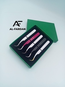 Pince à épiler pour extensions de cils de haute qualité, forme incurvée robuste, la plus vendue, en acier inoxydable japonais avec pointe en fibre. - Product Image 6