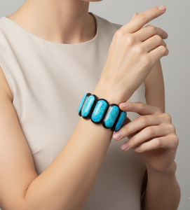 Modern Horn & Bone <b>Beaded</b> <b>Bracelet</b> | Minimal Stretch Statement Jewelry | Handmade Wholesale Jewelry <b>for</b> women - Product Image 1