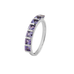 Women's Natural Tanzanite <b>Ring</b> in <b>925</b> Sterling <b>Silver</b> Princess Cut Diopside Geometric Pattern Everyday Wear by Shah Gems - Product Image 1